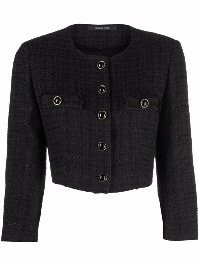 Tagliatore Short Tweed Jacket In Black