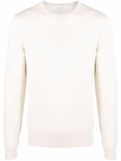 Bruno Manetti Crew-neck Fine-knit Jumper In Nude