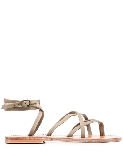 K.jacques Open-toe Leather Sandals In Grün