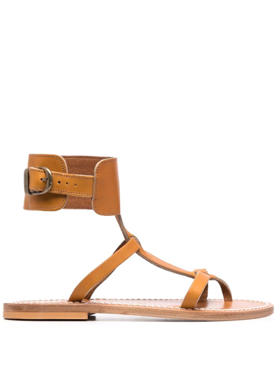 K.jacques Open-toe Leather Sandals In Leather Brown