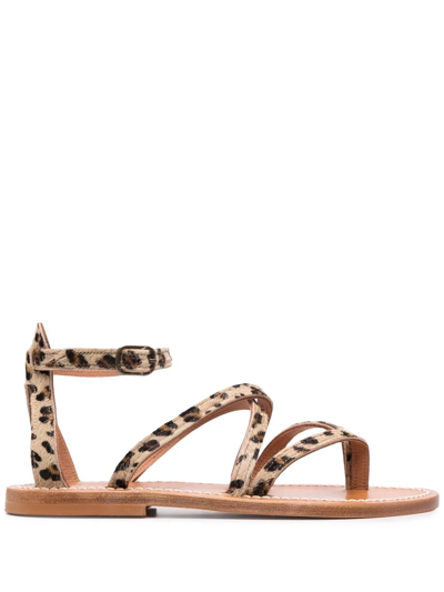 Kjacques Leopard-print Leather Sandals In Nude