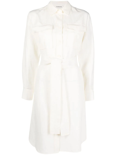 P.a.r.o.s.h Belted Midi Shirt Dress In Weiss