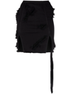 Rick Owens Drkshdw Distressed Black Denim Skirt In Schwarz