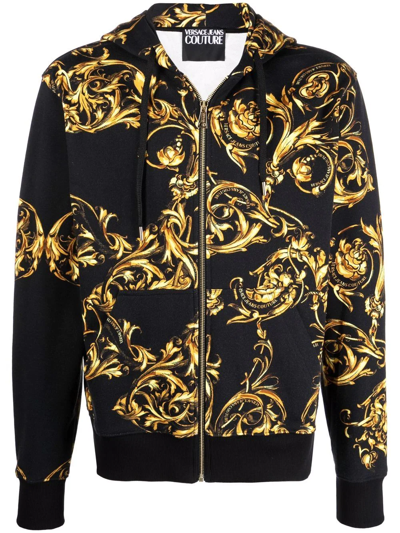 Versace Jeans Couture Regalia Baroque Zip-up Hoodie In Black | ModeSens