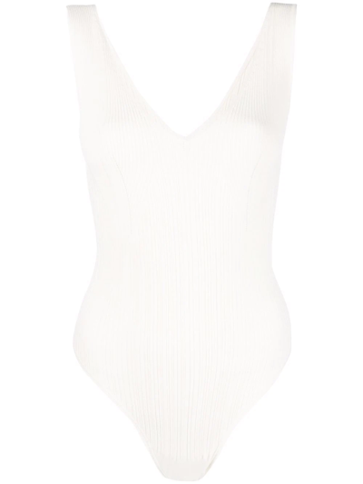 Twinset V-neck Knit Body In Weiss