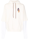 MARCELO BURLON COUNTY OF MILAN FEATHER EMBROIDERY LAYERED-SLEEVE HOODIE
