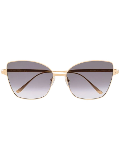 Cartier Cat-eye Gradient-lense Sunglasses In Gold