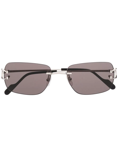 Cartier Rectangle-frame Sunglasses In Silber