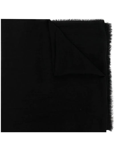 Destin Frayed-hem Knit Scarf In Schwarz