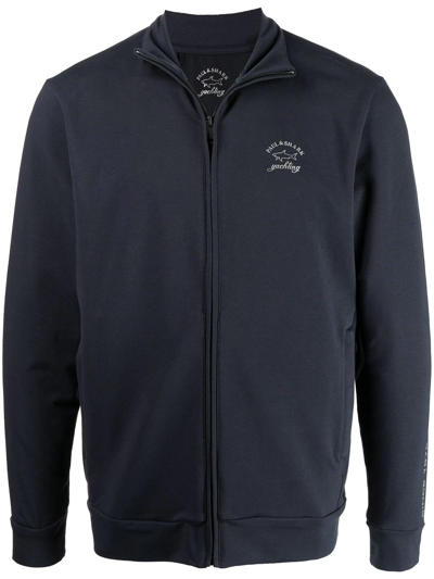 Paul & Shark Logo-print Zip Sweatshirt In Blau