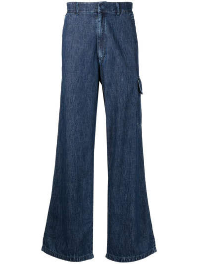 Valentino High-waisted Loose-fit Jeans In Blau