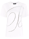 Blumarine Rhinestone-embellished Logo T-shirt In Ecru