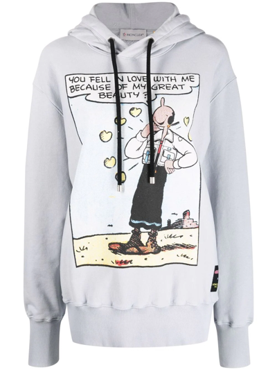 Moncler Olive Oyl Cotton Hoodie In Blau