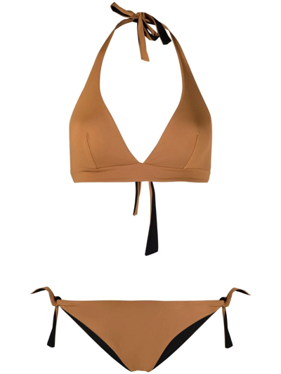 Fisico Cristina Ferrari Reversible Halterneck Bikini In Marrone