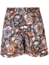 Aries Glycon Board Shorts Purple In Orange