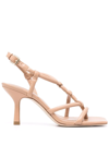 Ash Mask Strappy Leather Sandals In Pink