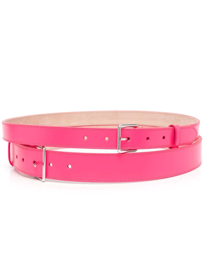 Alexander Mcqueen Buckle-fastened Leather Belt In #ff00ff