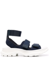 Alexander Mcqueen Blue Touch Strap Sandals In Blau