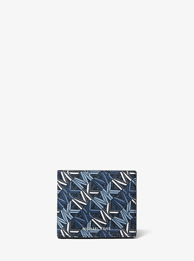 Michael Kors Hudson Logo Slim Billfold Wallet In Blue