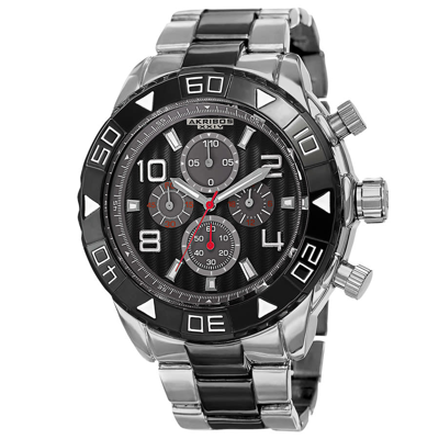 Akribos Xxiv Extremis Chronograph Quartz Black Dial Mens Watch P50125 In Black,silver Tone