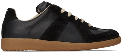 Maison Margiela Replica Suede And Leather Trainers In Black