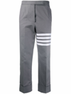 Thom Browne Grey 4-bar Stripe Tailored Trousers In Grey
