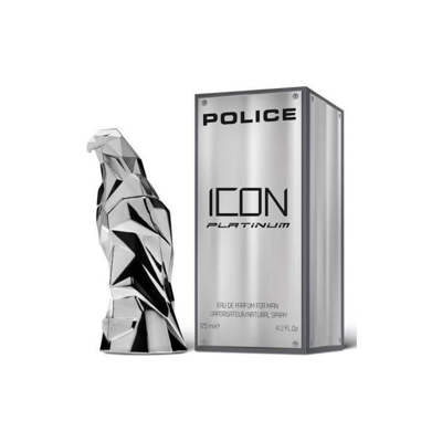 Police Mens Icon Platinum Edp Spray 4.2 oz Fragrances 679602183116 In Black,silver Tone