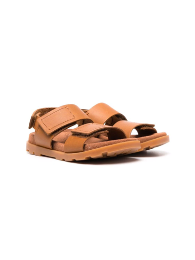 Camper Kids' Brutus Touch-strap Leather Sandals In Brown