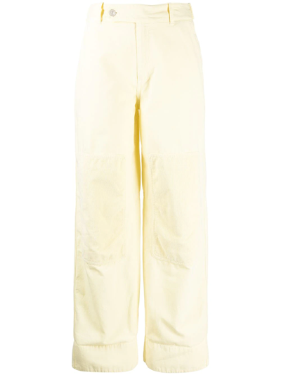 Kenzo Cotton Straight-leg Trousers In Yellow