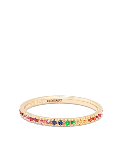 Sydney Evan 14k Yellow Gold Rainbow Gemstone Eternity Ring