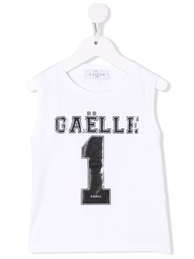 Gaelle Paris Kids' Logo-print Sleeveless T-shirt In White