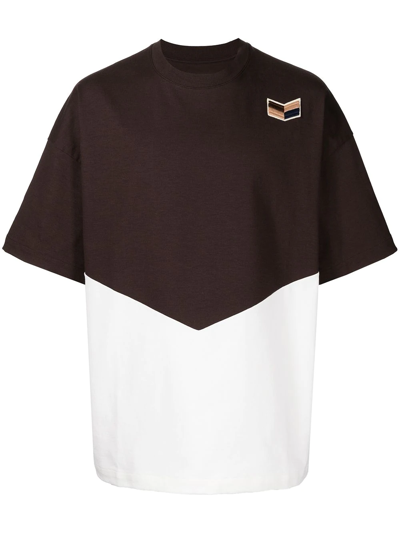 Jil Sander Logo Colour-block T-shirt In Brown