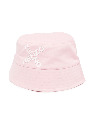 Kenzo Kids' Embossed-logo Bucket Hat In Rosa