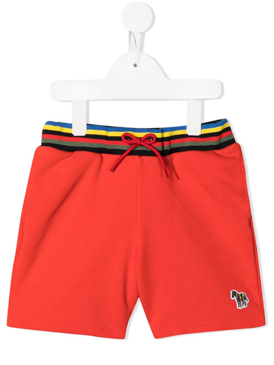 Paul Smith Junior Kids' Cotton Blend Shorts W/ Logo In Красный