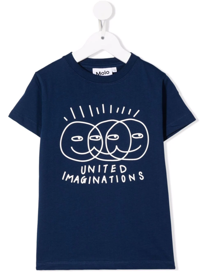 Molo Kids' Graphic-print Organic-cotton T-shirt In Blue