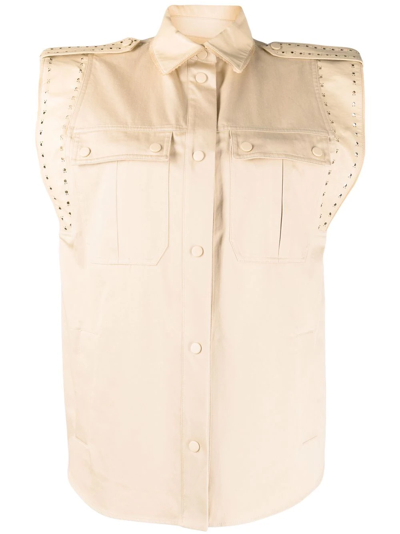 Twinset Buttoned Cotton Vest In Neutrals