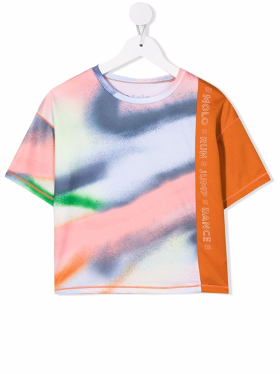 Molo Teen Panelled Spray-paint T-shirt In Orange