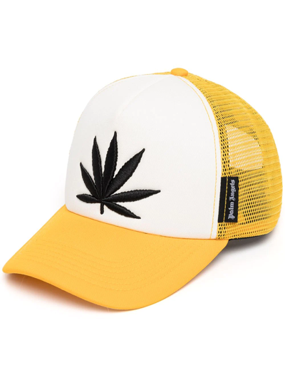 Palm Angels X The Webster Leaf Cap 'white/orange' In Yellow