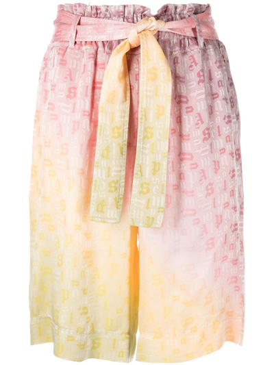 Palm Angels Monogram-print Tied-waist Shorts In Pink