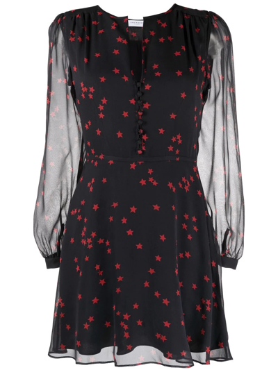 Equipment Danette Gathered Printed Silk-chiffon Mini Dress In Black