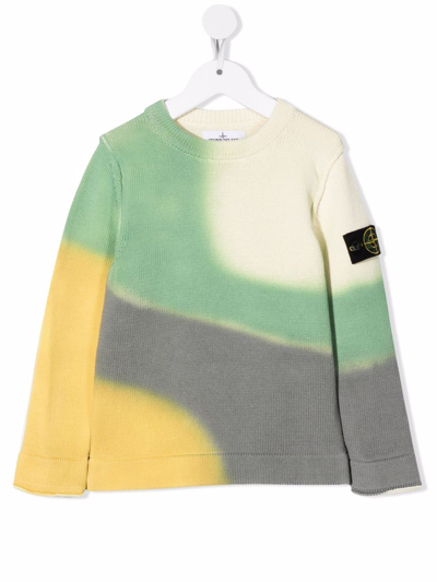 Stone Island Junior Kids' Tie-dye Print Cotton Sweatshirt In Yellow