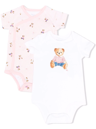 Ralph Lauren Babies' Two-pack Graphic-print Rompers In Pink
