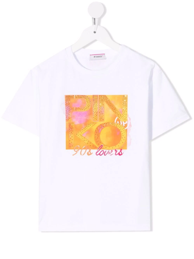 Pinko Kids' Graphic-print Cotton T-shirt In White