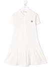 Moncler Kids' Embroidered Logo Polo Dress In White