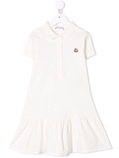 Moncler Kids' Embroidered Logo Polo Dress In White