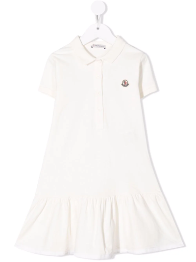 Moncler Embroidered Logo Polo Dress In White