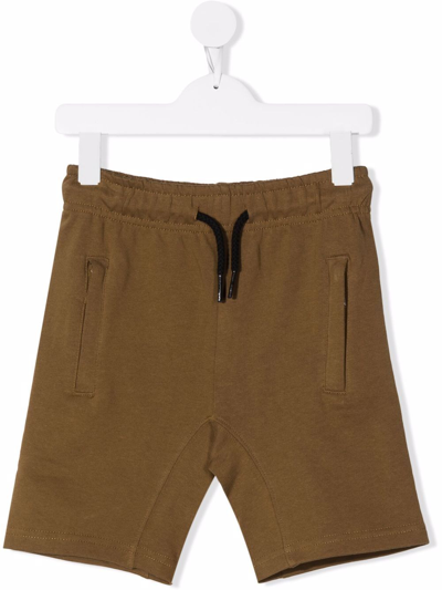 Molo Teen Drawstring-waist Organic-cotton Track Shorts In Brown