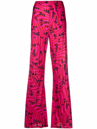 Philosophy Di Lorenzo Serafini Floral-print Flared Trousers In Pink