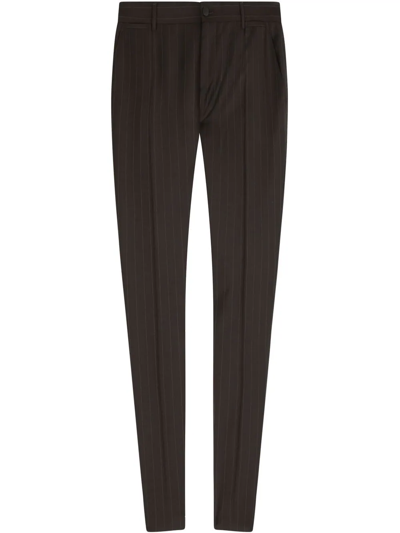 Dolce & Gabbana Pinstriped Tailored Slim-fit Trousers In Schwarz
