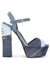 Dolce & Gabbana Keira Patchwork Platform Sandal In Blau
